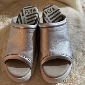 Fly London Cream Platform Shoes